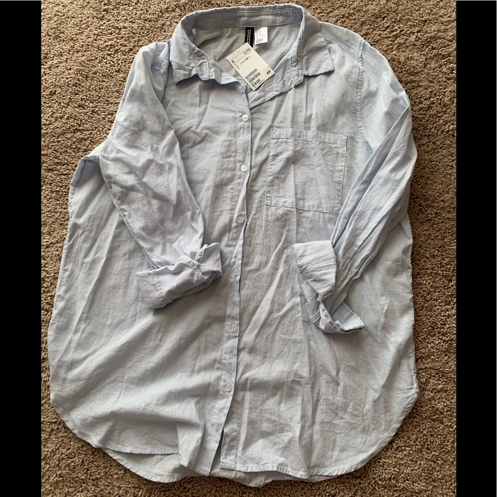 Light blue linen button down.